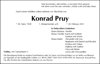 Traueranzeige von Konrad Pruy von Hersbrucker Zeitung