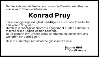 Traueranzeige von Konrad Pruy von Hersbrucker Zeitung