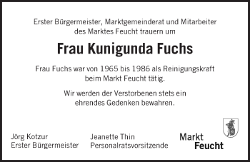 Traueranzeige von Kunigunda Fuchs von Der Bote