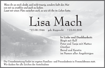Traueranzeige von Lisa Mach von Hersbrucker Zeitung