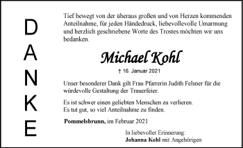 Traueranzeige von Michael Kohl von Hersbrucker Zeitung