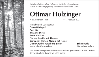 Traueranzeige von Ottmar Holzinger von Pegnitz-Zeitung