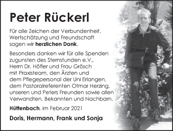 Traueranzeige von Peter Rückerl von Pegnitz-Zeitung