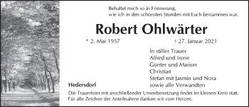 Traueranzeige von Robert Ohlwärter von Pegnitz-Zeitung