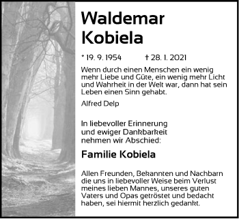 Traueranzeige von Waldemar Kobiela von Der Bote