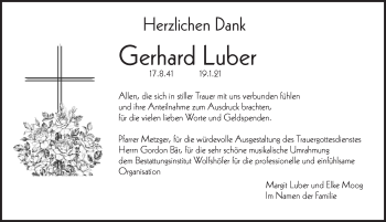 Traueranzeige von Gerhard Luber von Hersbrucker Zeitung