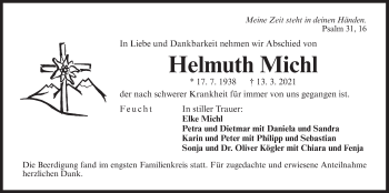 Traueranzeige von Helmuth Michl von Der Bote