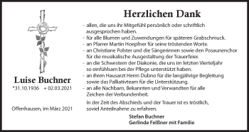Traueranzeige von Luise Buchner von Hersbrucker Zeitung