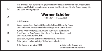 Traueranzeige von Werner Schöfer von Hersbrucker Zeitung