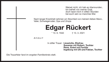 Traueranzeige von Edgar Rückert von Der Bote