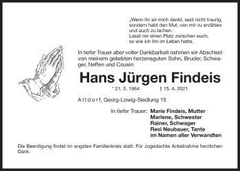 Traueranzeige von Hans Jürgen Findeis von Der Bote