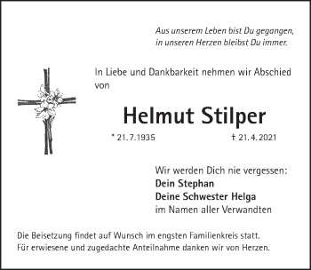 Traueranzeige von Helmut Stilper von Pegnitz-Zeitung