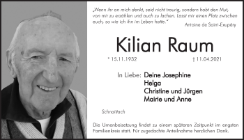 Traueranzeige von Kilian Raum von Pegnitz-Zeitung