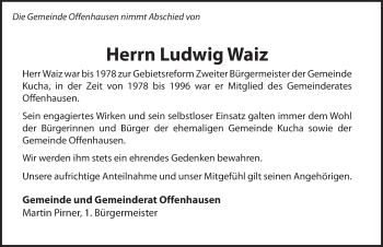 Traueranzeige von Ludwig Waiz von Hersbrucker Zeitung