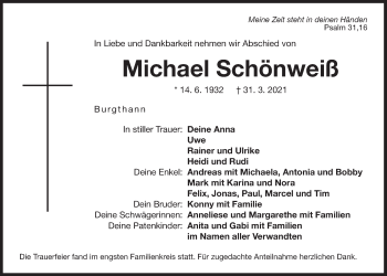 Traueranzeige von Michael Schönweiß von Der Bote