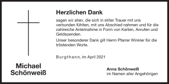 Traueranzeige von Michael Schönweiß von Der Bote