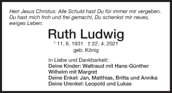 Traueranzeige von Ruth Ludwig von Der Bote