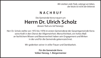 Traueranzeige von Ulrich Scholz von Hersbrucker Zeitung