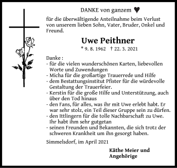 Traueranzeige von Uwe Peithner von Pegnitz-Zeitung
