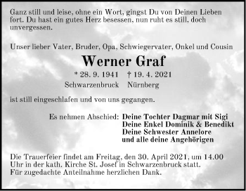 Traueranzeige von Werner Graf von Der Bote