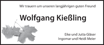 Traueranzeige von Wolfgang Kießling von Hersbrucker Zeitung