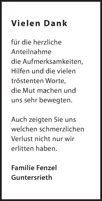 Traueranzeige von Danksagung Frenzel von Hersbrucker Zeitung