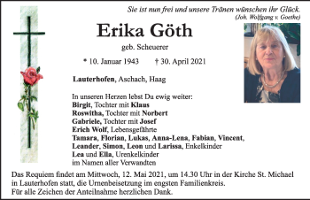 Traueranzeige von Erika Göth von Hersbrucker Zeitung