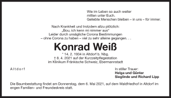 Traueranzeige von Konrad Weiß von Der Bote