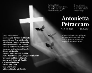 Traueranzeige von Antonietta Petraccaro von Der Bote