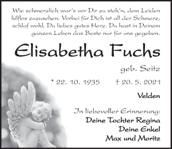 Traueranzeige von Elisabetha Fuchs von Hersbrucker Zeitung