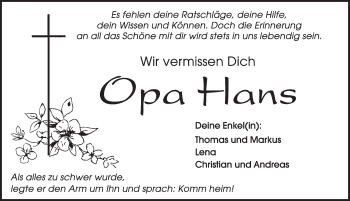 Traueranzeige von Hans Albert von Hersbrucker Zeitung