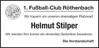 Traueranzeige von Helmut Stilper von Pegnitz-Zeitung