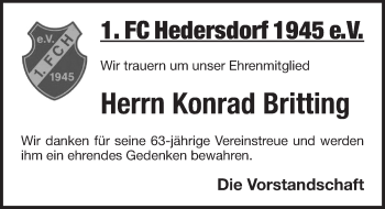 Traueranzeige von Konrad Britting von Pegnitz-Zeitung