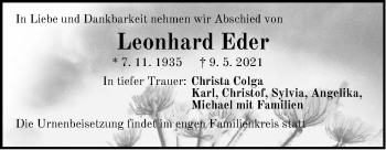 Traueranzeige von Leonhard Eder von Der Bote