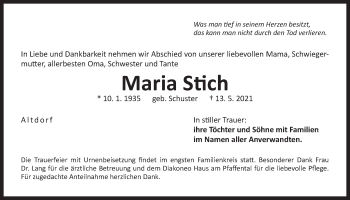 Traueranzeige von Maria Stich von Der Bote