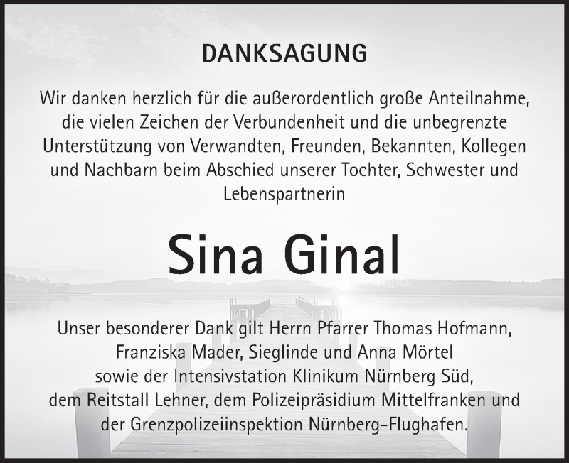  Traueranzeige für Sina Ginal vom 15.05.2021 aus Pegnitz-Zeitung