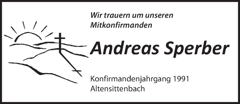  Traueranzeige für Andreas Sperber vom 05.06.2021 aus Hersbrucker Zeitung