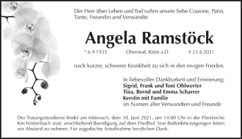Traueranzeige von Angela Ramstöck von Pegnitz-Zeitung