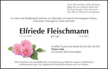 Traueranzeige von Elfriede Fleischmann von Pegnitz-Zeitung