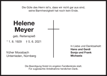 Traueranzeige von Helene Meyer von Der Bote