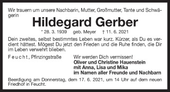 Traueranzeige von Hildegard Gerber von Der Bote