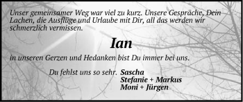 Traueranzeige von Ian  von Der Bote