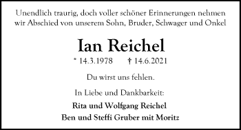 Traueranzeige von Ian Reichel von Der Bote