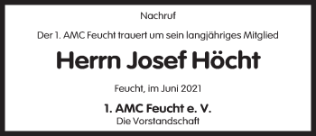 Traueranzeige von Josef Höcht von Der Bote