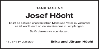 Traueranzeige von Josef Höcht von Der Bote