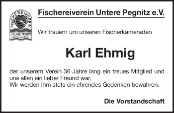 Traueranzeige von Karl Ehmig von Pegnitz-Zeitung