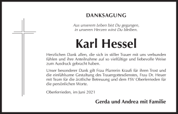 Traueranzeige von Karl Hessel von Der Bote
