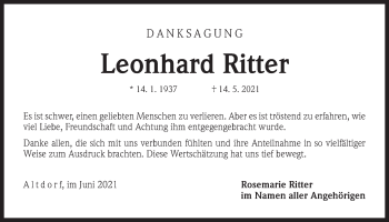 Traueranzeige von Leonhard Ritter von Der Bote