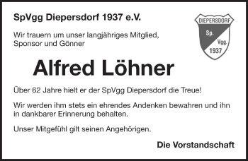 Traueranzeige von Alfred Löhner von Pegnitz-Zeitung