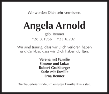 Traueranzeige von Angela Arnold von Der Bote